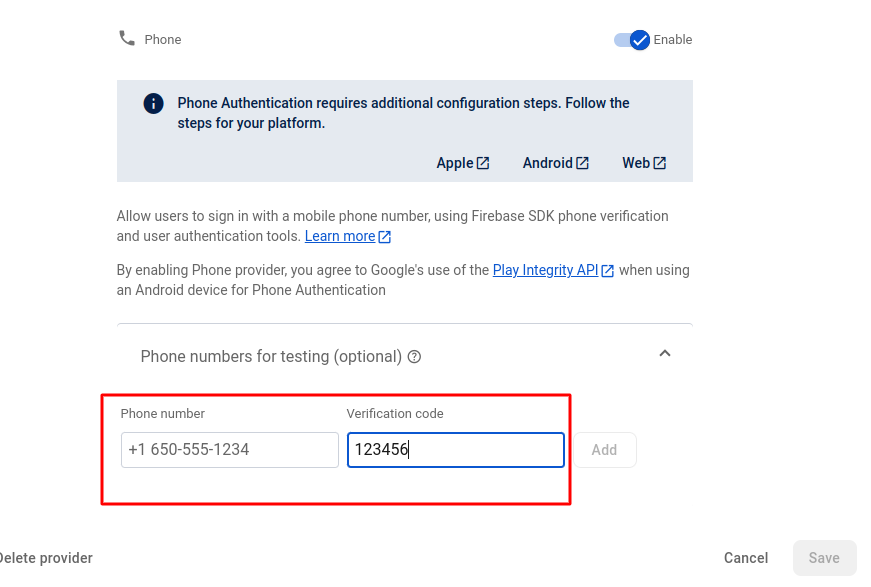 Firebase Phone Number Registration
