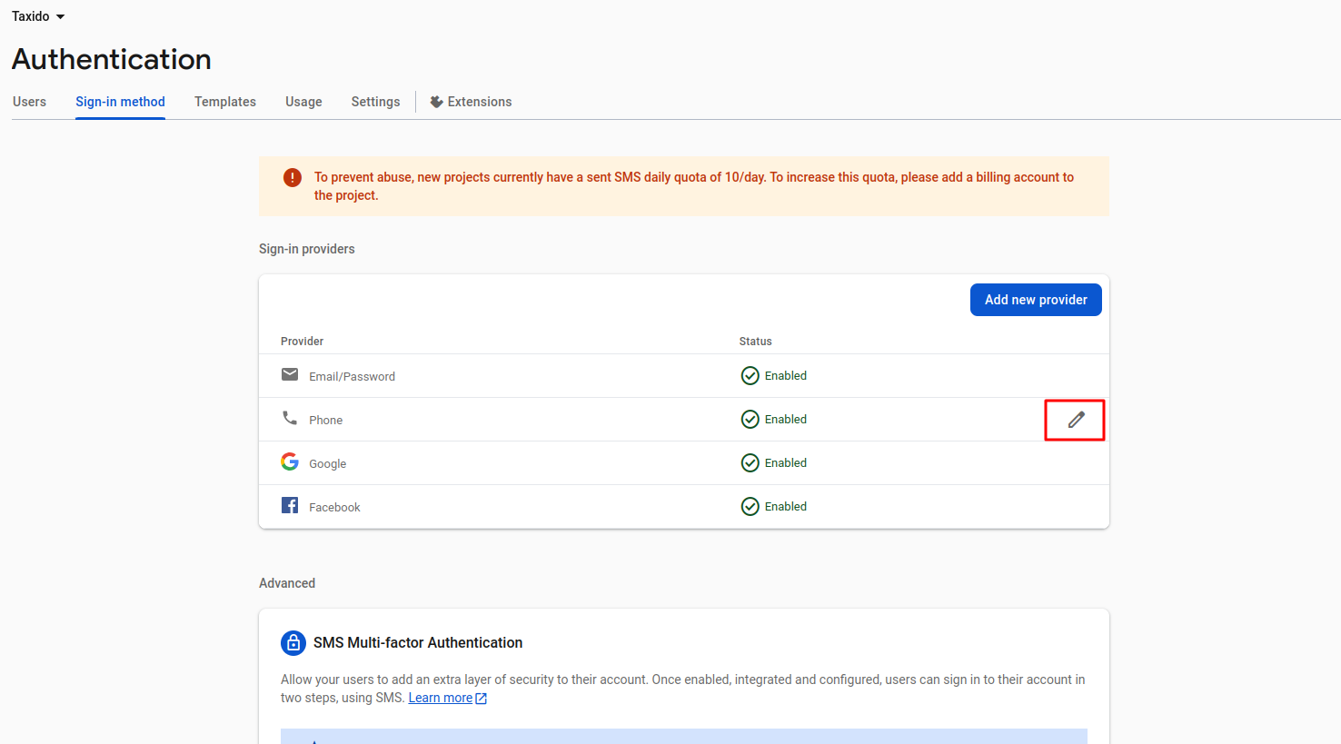 Firebase Sign-in Method