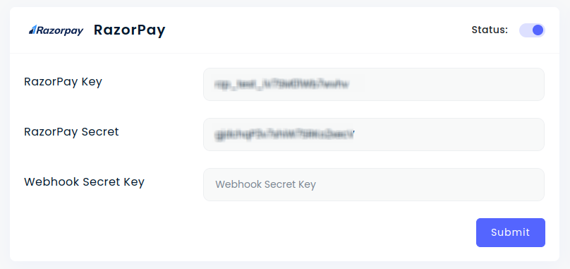Razorpay API Credentials